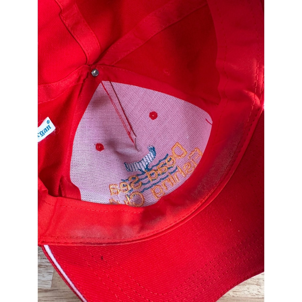 Dead Sea Souvenir Hat Red Baseball Cap Dead Sea Fishing Club Adjustable OSFM Hat - Picture 10 of 11